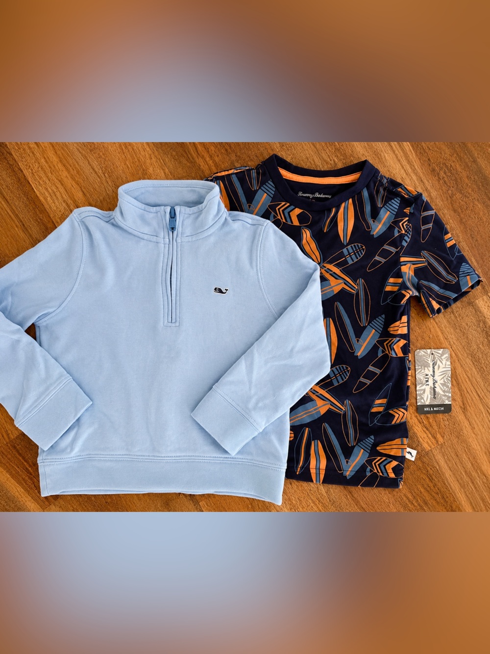 Vineyard Vines & Tommy Bahama Boys 4T Bundle Quarter Zip + Surfboard Tee